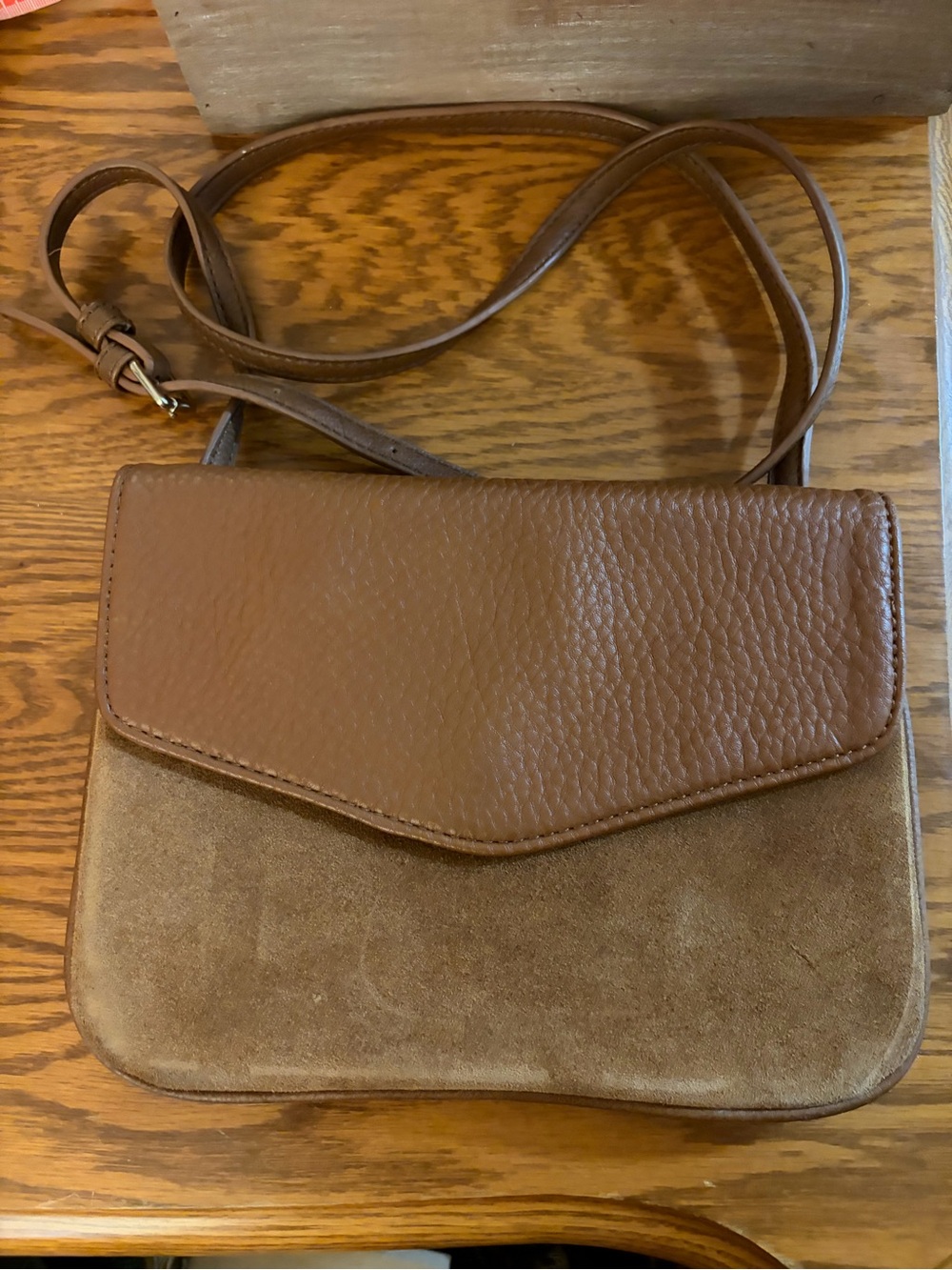 Moda Luxe Brown Two-Tone Suede and Leather Crossbody